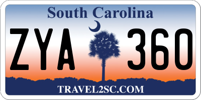 SC license plate ZYA360