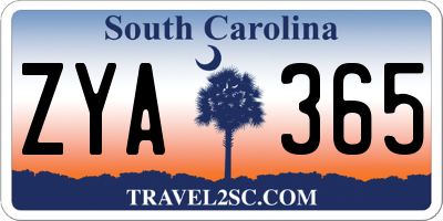 SC license plate ZYA365