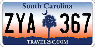 SC license plate ZYA367