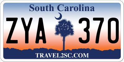 SC license plate ZYA370