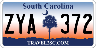 SC license plate ZYA372