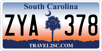 SC license plate ZYA378