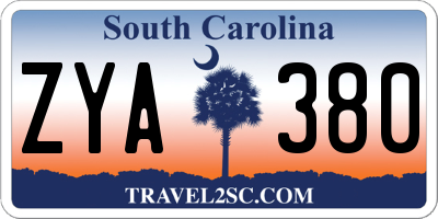 SC license plate ZYA380