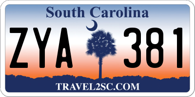 SC license plate ZYA381
