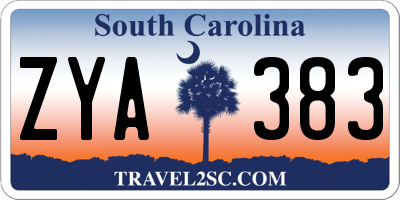 SC license plate ZYA383