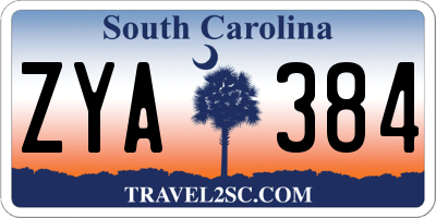 SC license plate ZYA384