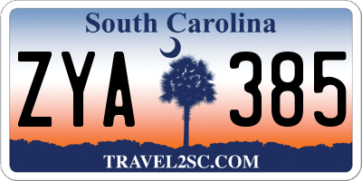 SC license plate ZYA385