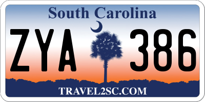 SC license plate ZYA386