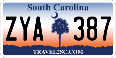 SC license plate ZYA387