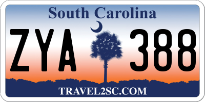 SC license plate ZYA388