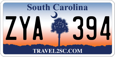 SC license plate ZYA394