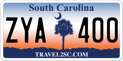 SC license plate ZYA400