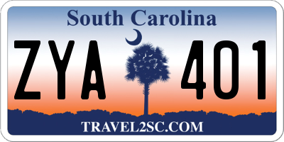 SC license plate ZYA401