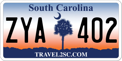 SC license plate ZYA402