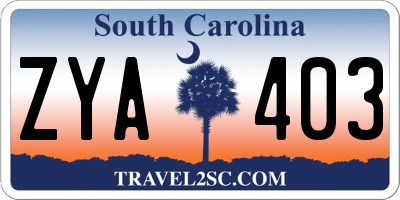 SC license plate ZYA403