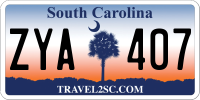 SC license plate ZYA407