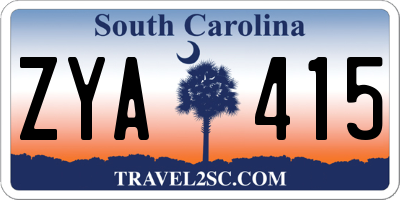 SC license plate ZYA415
