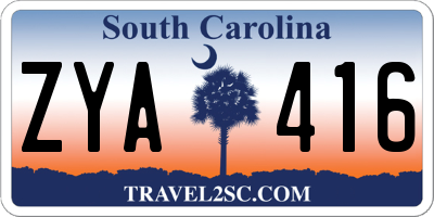 SC license plate ZYA416