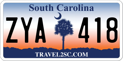 SC license plate ZYA418
