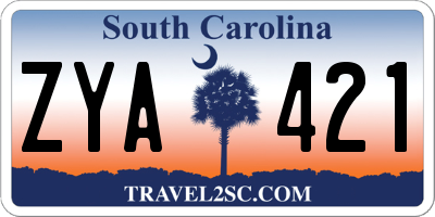 SC license plate ZYA421