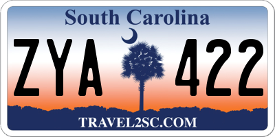 SC license plate ZYA422