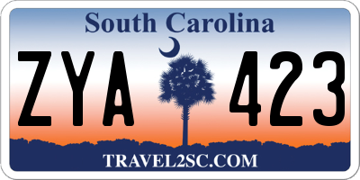 SC license plate ZYA423