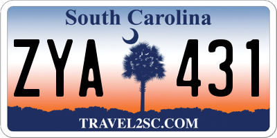 SC license plate ZYA431