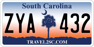 SC license plate ZYA432