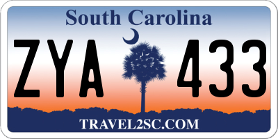 SC license plate ZYA433