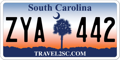 SC license plate ZYA442