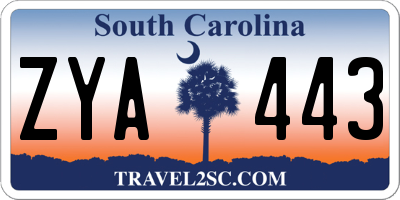 SC license plate ZYA443
