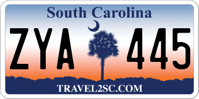 SC license plate ZYA445