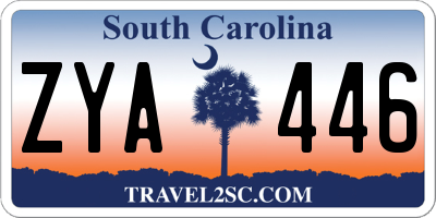 SC license plate ZYA446