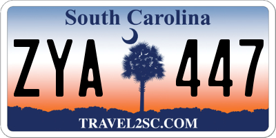 SC license plate ZYA447