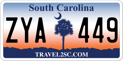 SC license plate ZYA449