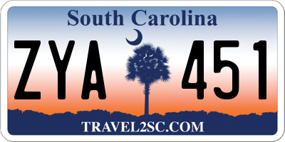 SC license plate ZYA451