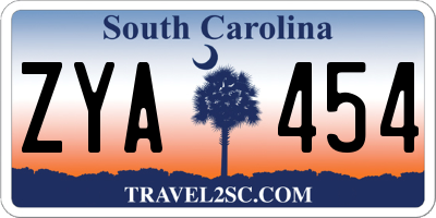 SC license plate ZYA454