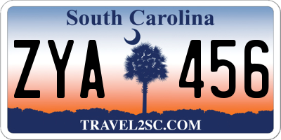 SC license plate ZYA456