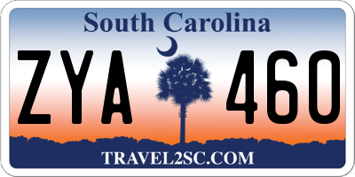 SC license plate ZYA460