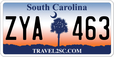 SC license plate ZYA463
