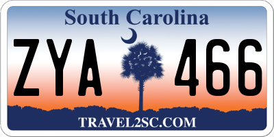 SC license plate ZYA466
