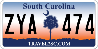 SC license plate ZYA474