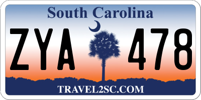 SC license plate ZYA478