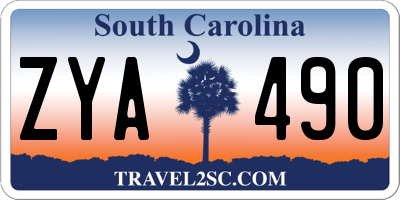 SC license plate ZYA490
