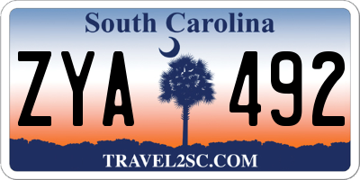 SC license plate ZYA492