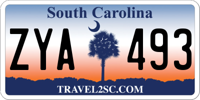 SC license plate ZYA493