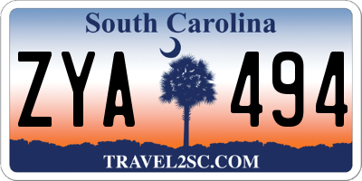SC license plate ZYA494