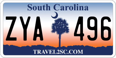SC license plate ZYA496