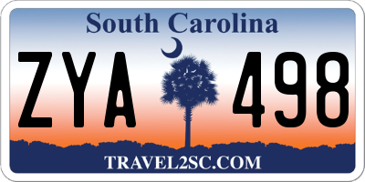 SC license plate ZYA498