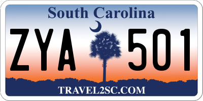 SC license plate ZYA501